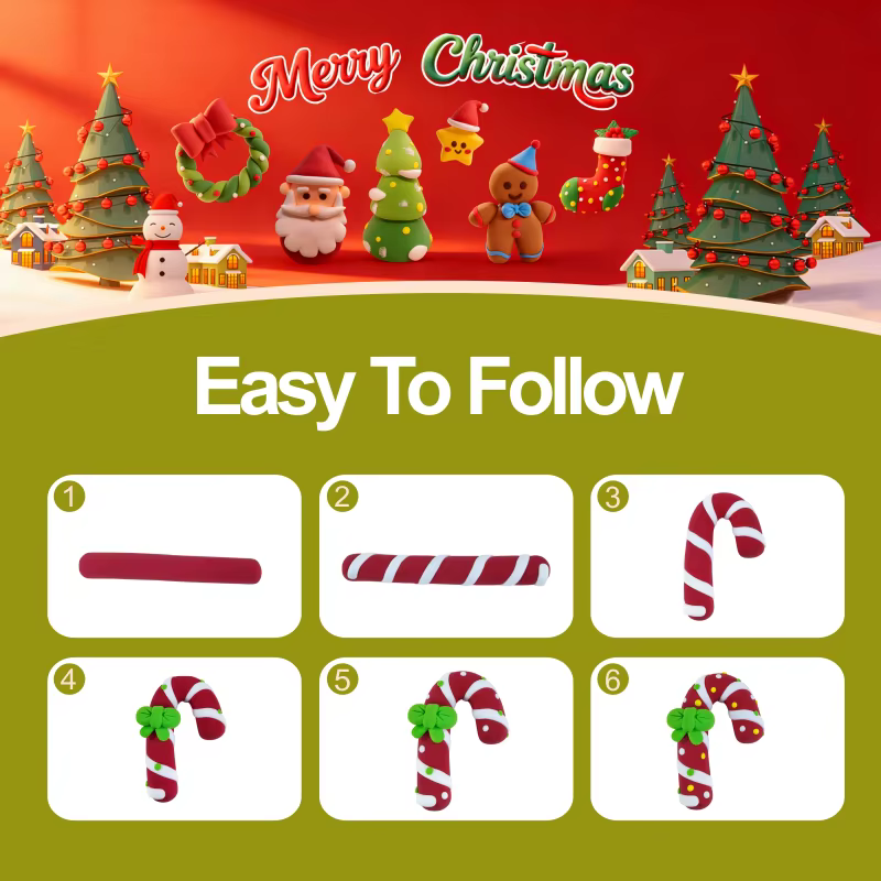 wholesale christmas custom air dry clay set 12 festive figures non toxic modelling clay oem logo packaging diy kids craft gift-4
