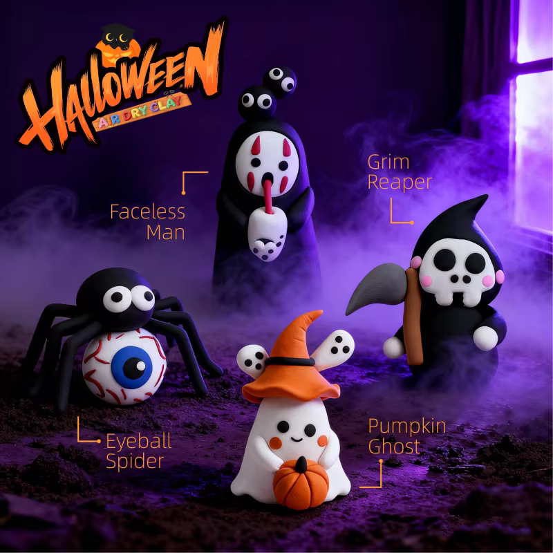 halloween crafts for kidsair dry clay crafts kit12 boxes modeling magic soft clay art sculpting supplies-5