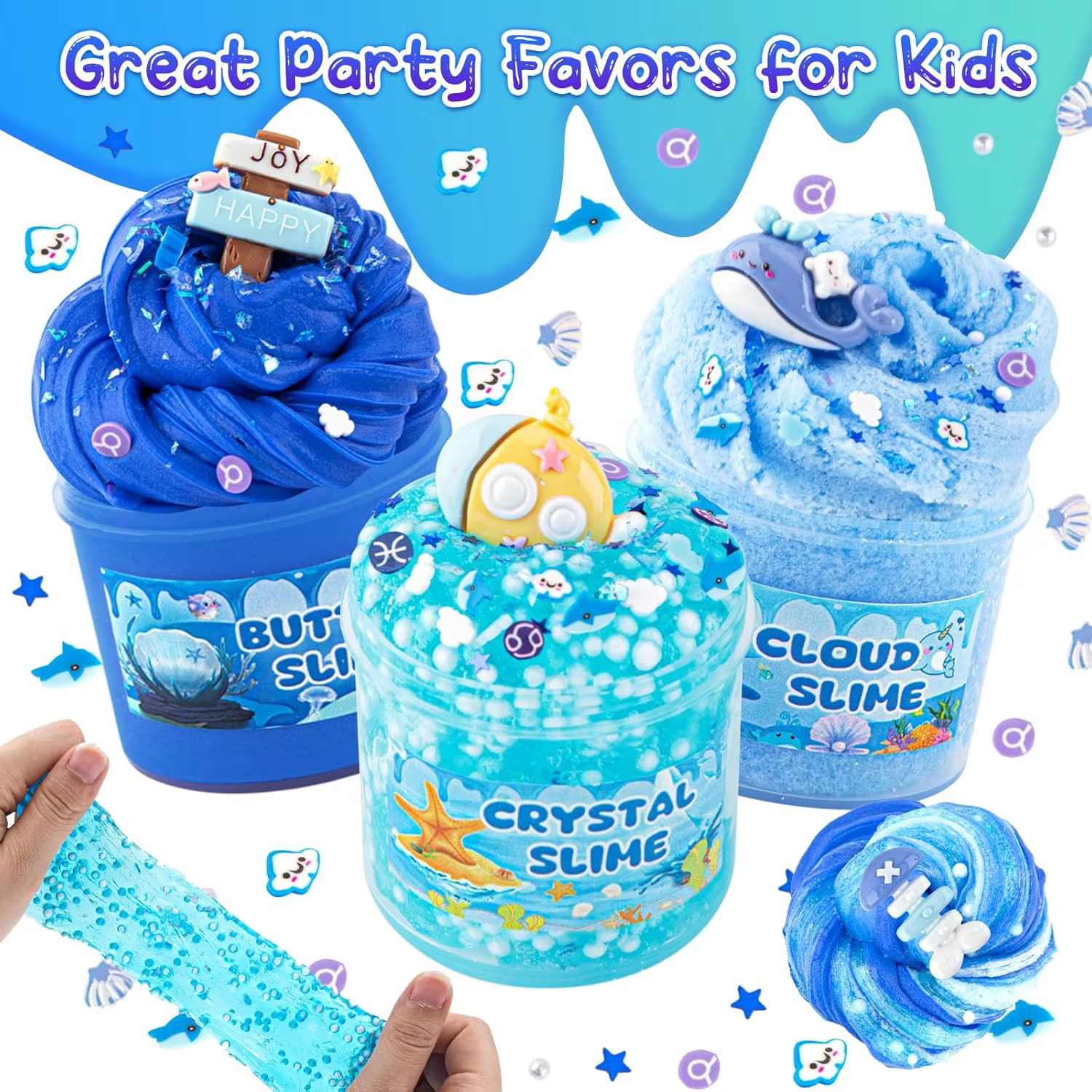 3 texture ocean slime kit butter cloud clear slime custom kids party favors diy stress relief toy wholesale-2