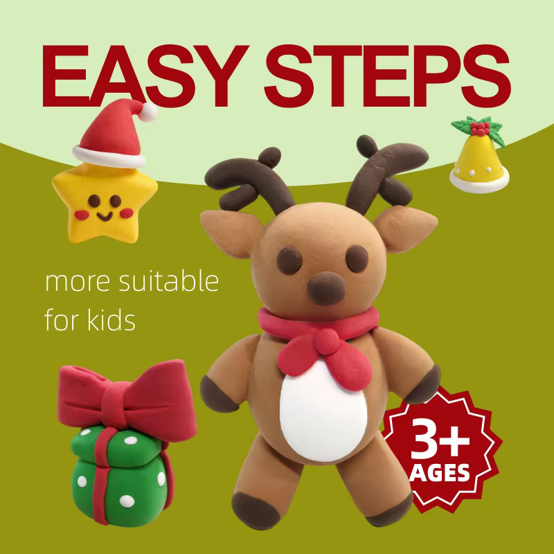 wholesale christmas custom air dry clay set 12 festive figures non toxic modelling clay oem logo packaging diy kids craft gift-1