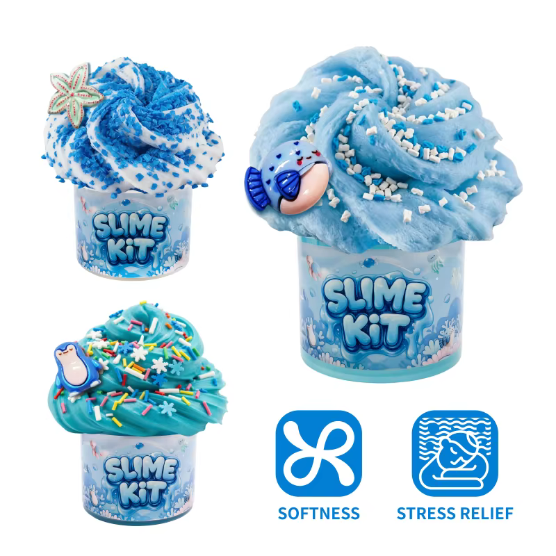 3 texture ocean slime kit butter cloud clear slime custom kids party favors diy stress relief toy wholesale-5