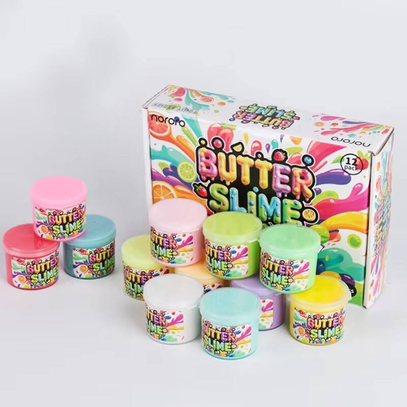 12 Pcs Clay Slime DIY Modeling Stress Relief Toys Fluffy Cloud Slime Butter DIY Making Kit Slime