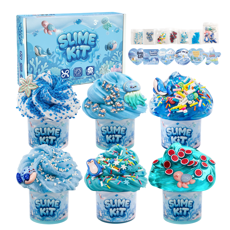 3 Texture Ocean Slime Kit Butter Cloud Clear Slime Custom Kids Party Favors DIY Stress Relief Toy Wholesale