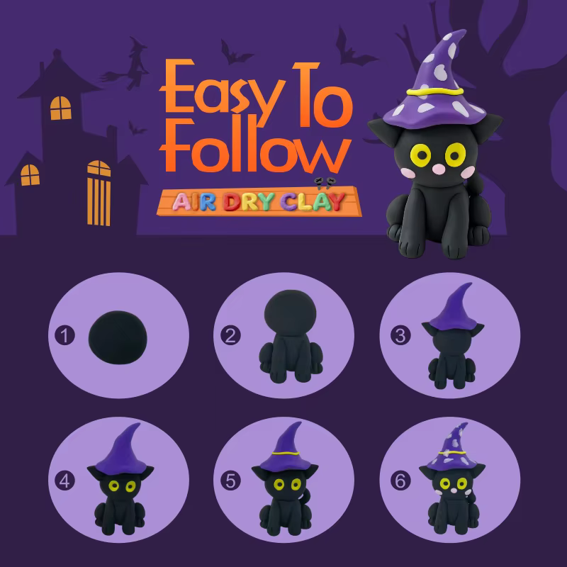 halloween crafts for kidsair dry clay crafts kit12 boxes modeling magic soft clay art sculpting supplies-3
