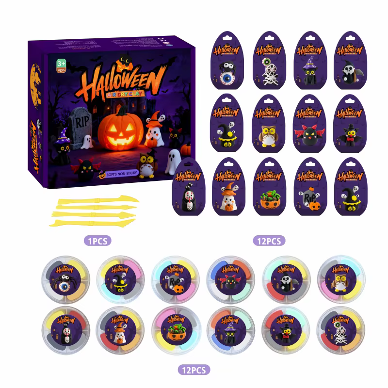 halloween crafts for kidsair dry clay crafts kit12 boxes modeling magic soft clay art sculpting supplies-2