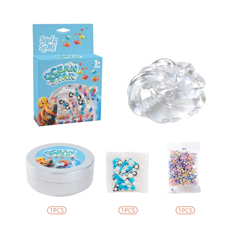 factory direct eco friendly clear slime set non toxic astm ce stretchy sensory toy diy craft kit for children oem odm bulk-2