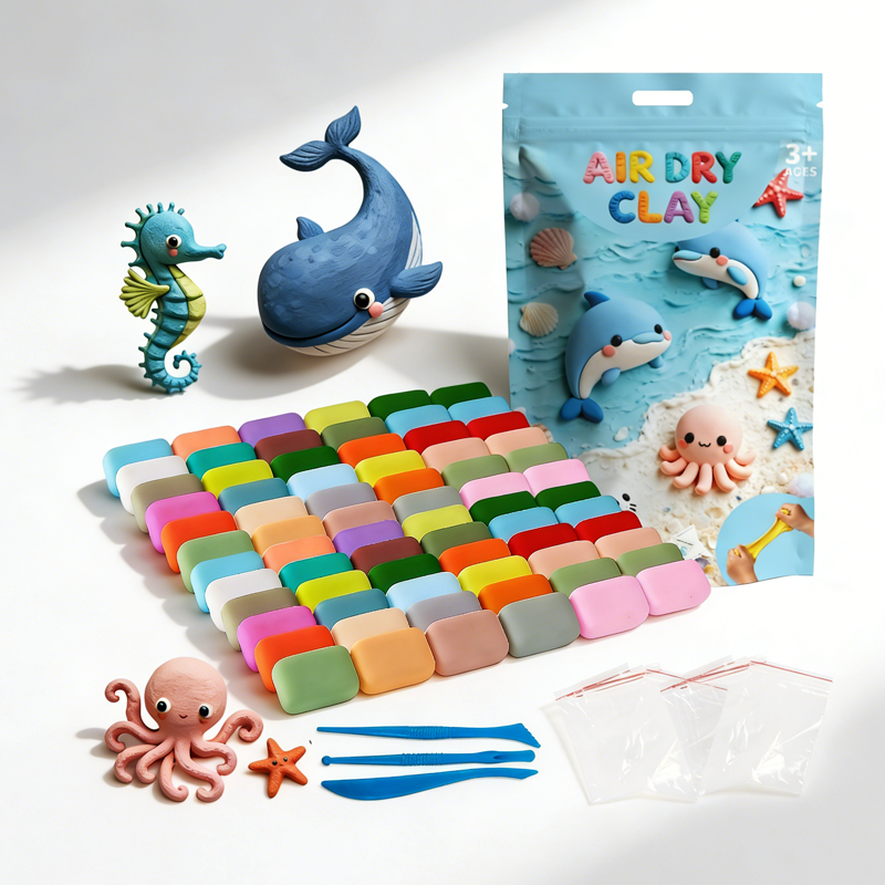 100g 45 Colors Air Dry Clay Non-Toxic Ultra Light Kids DIY Craft Kit with Mini Bag OEM ODM Logo & Packaging Custom Support