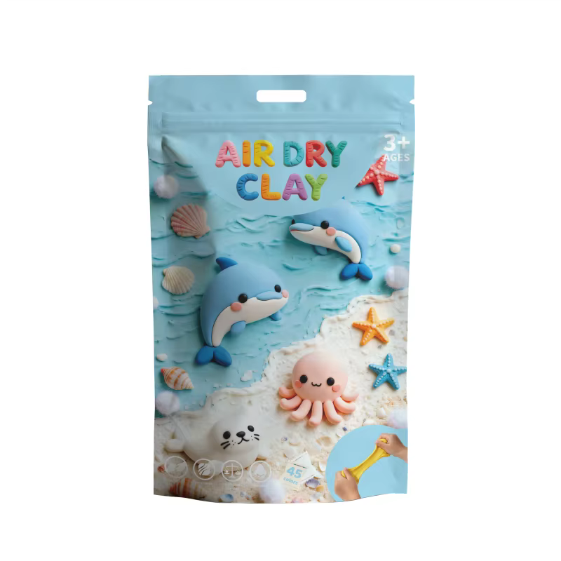 100g 45 colors air dry clay non toxic ultra light kids diy craft kit with mini bag oem odm logo  packaging custom support-1
