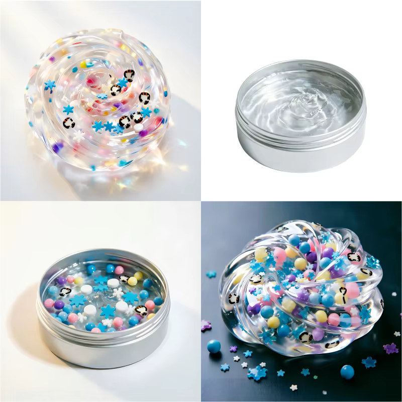 factory direct eco friendly clear slime set non toxic astm ce stretchy sensory toy diy craft kit for children oem odm bulk-4
