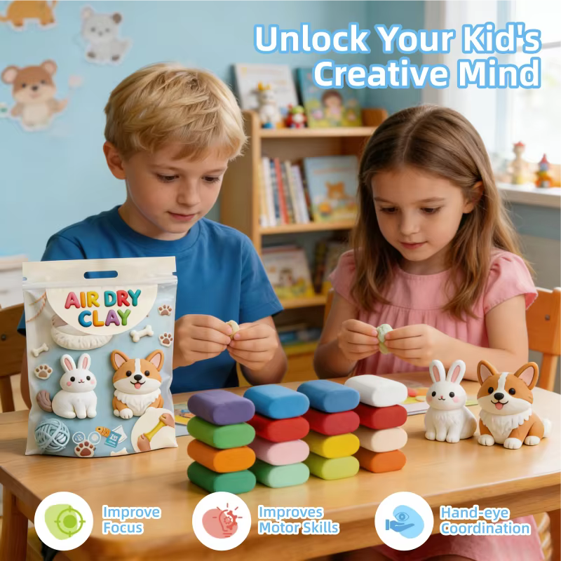 customizable 36 color air dry clay non toxic kids craft kit with sculpting tools logo  packaging custom support-3