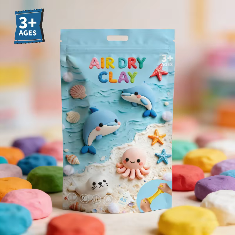100g 45 colors air dry clay non toxic ultra light kids diy craft kit with mini bag oem odm logo  packaging custom support-6