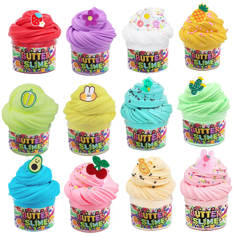 hot selling 12 colors 60ml fruit ice cream non toxic butter slime toys making kit for girls boys kids-1