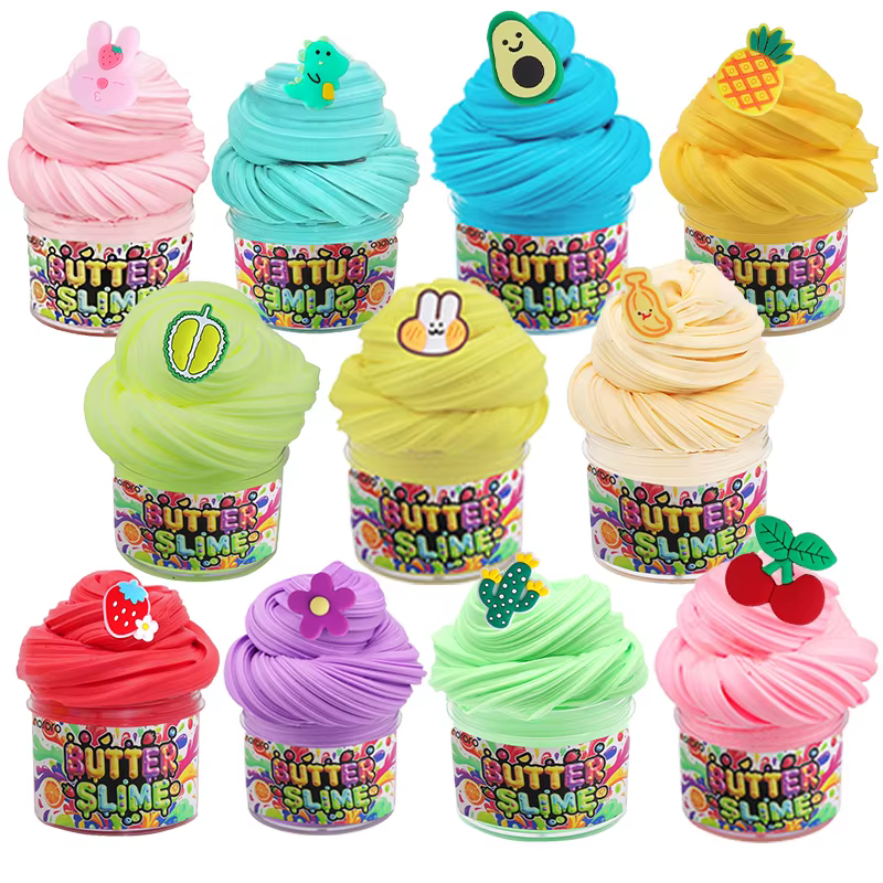 hot selling 12 colors 60ml fruit ice cream non toxic butter slime toys making kit for girls boys kids-3