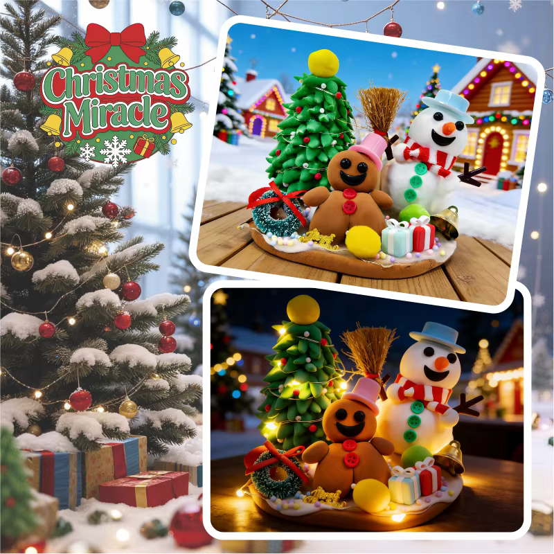 customizable christmas diy clay kit for kids non toxic air dry clay gingerbread snowman crafts educational gift with logo-3