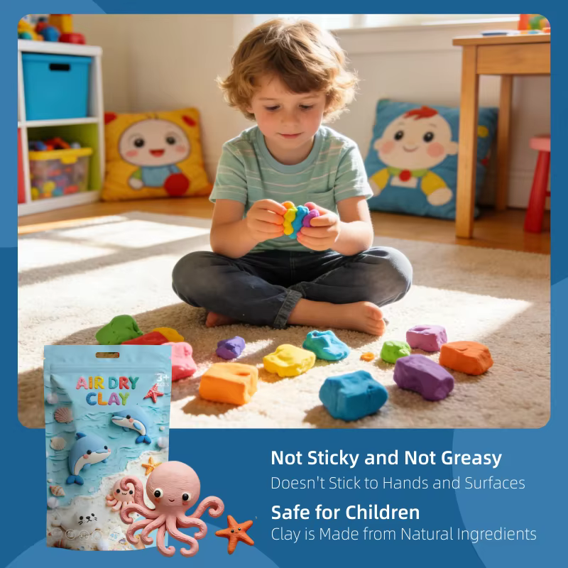 100g 45 colors air dry clay non toxic ultra light kids diy craft kit with mini bag oem odm logo  packaging custom support-8
