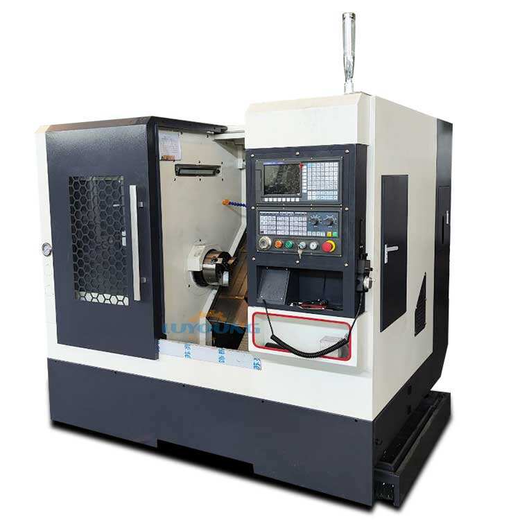 How does slant bed CNC lathe ensure high-volume turning accuracy?