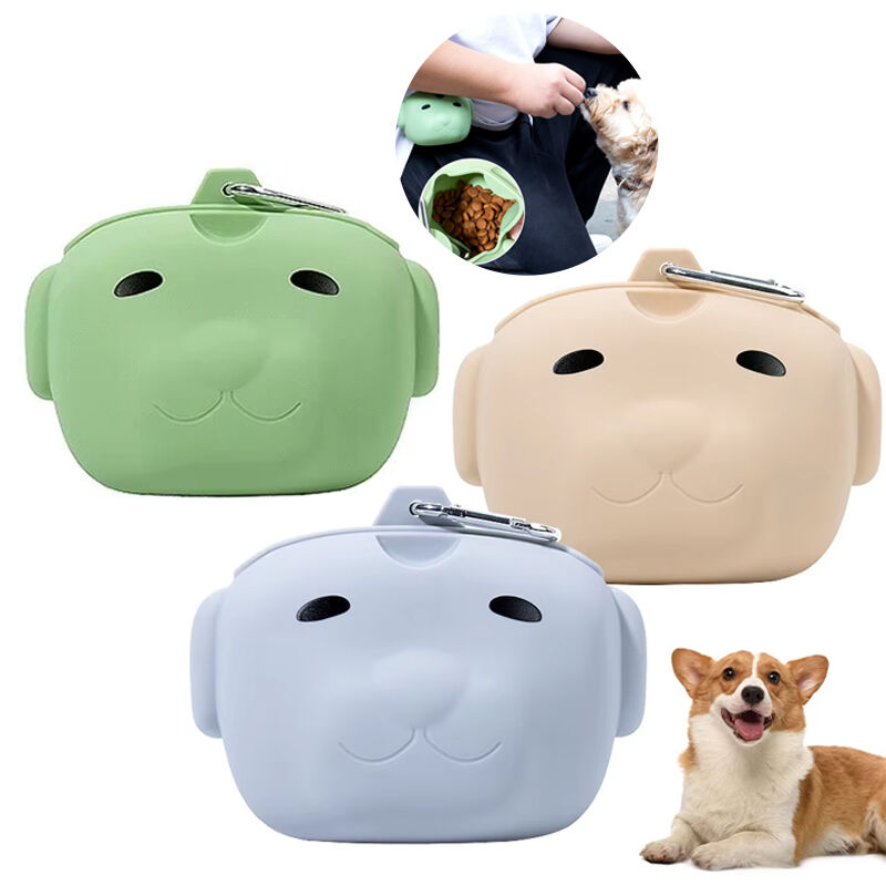 Durable Lightweight Silicone Dog Food Bag for Outdoor Use Magnetic Suction Hooks & Multifunctional Design-Food Grade Material