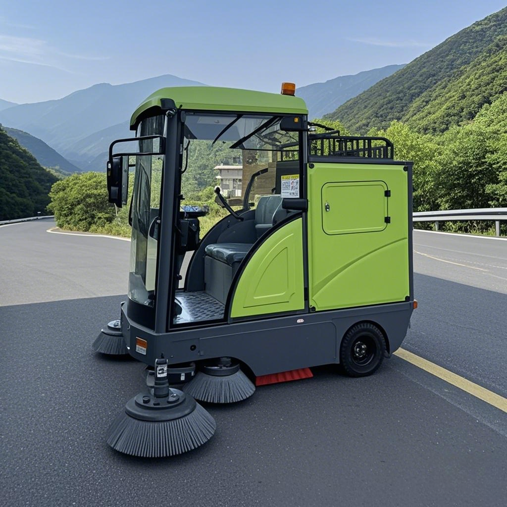 How does a floor washing machine improve the efficiency of commercial area cleaning?