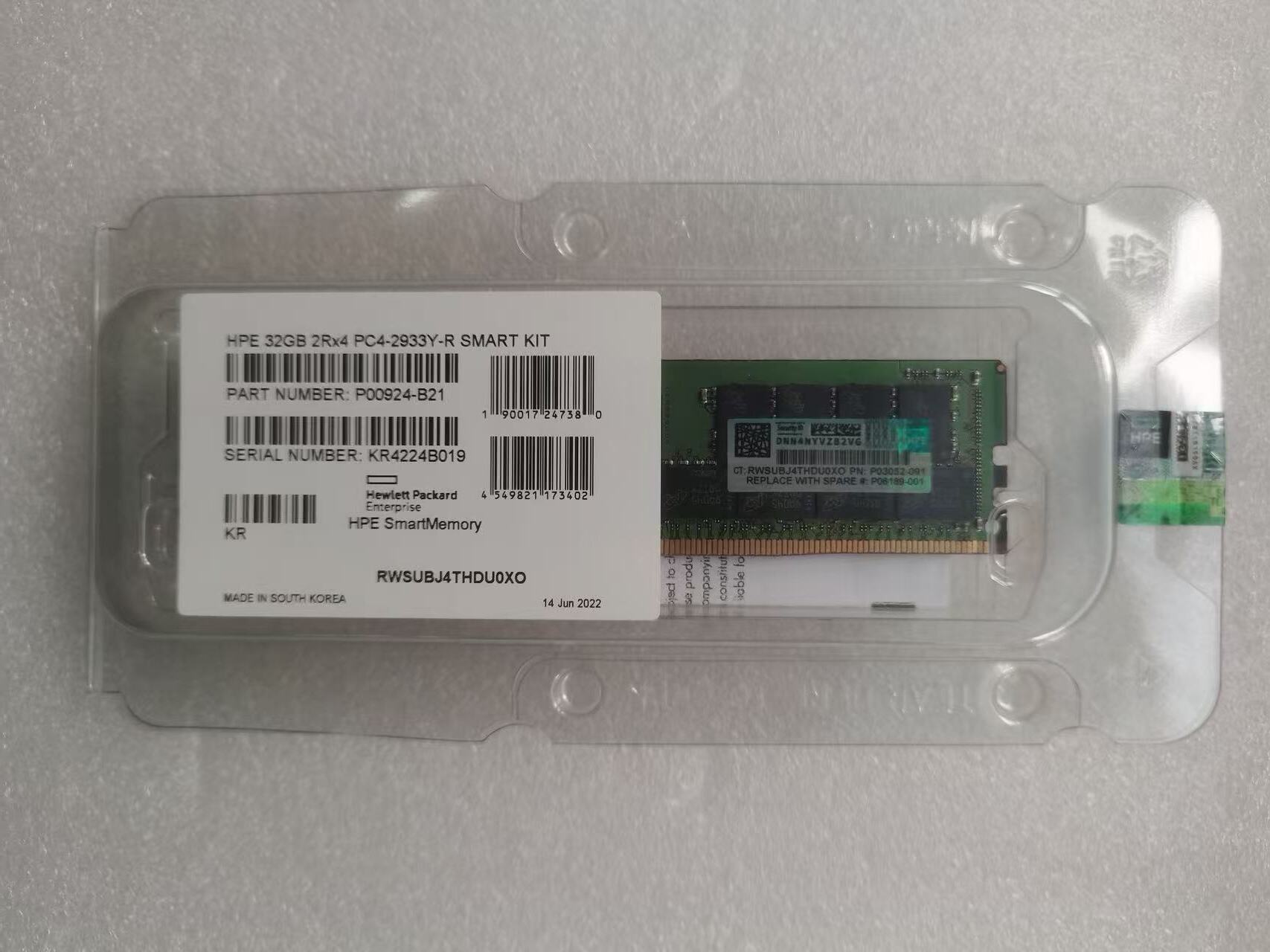 HPE 32GB (1x32GB) Dubbel Rang x4 DDR4-2933 CAS-21-21-21 Geregistreerde Slim Geheueenheid