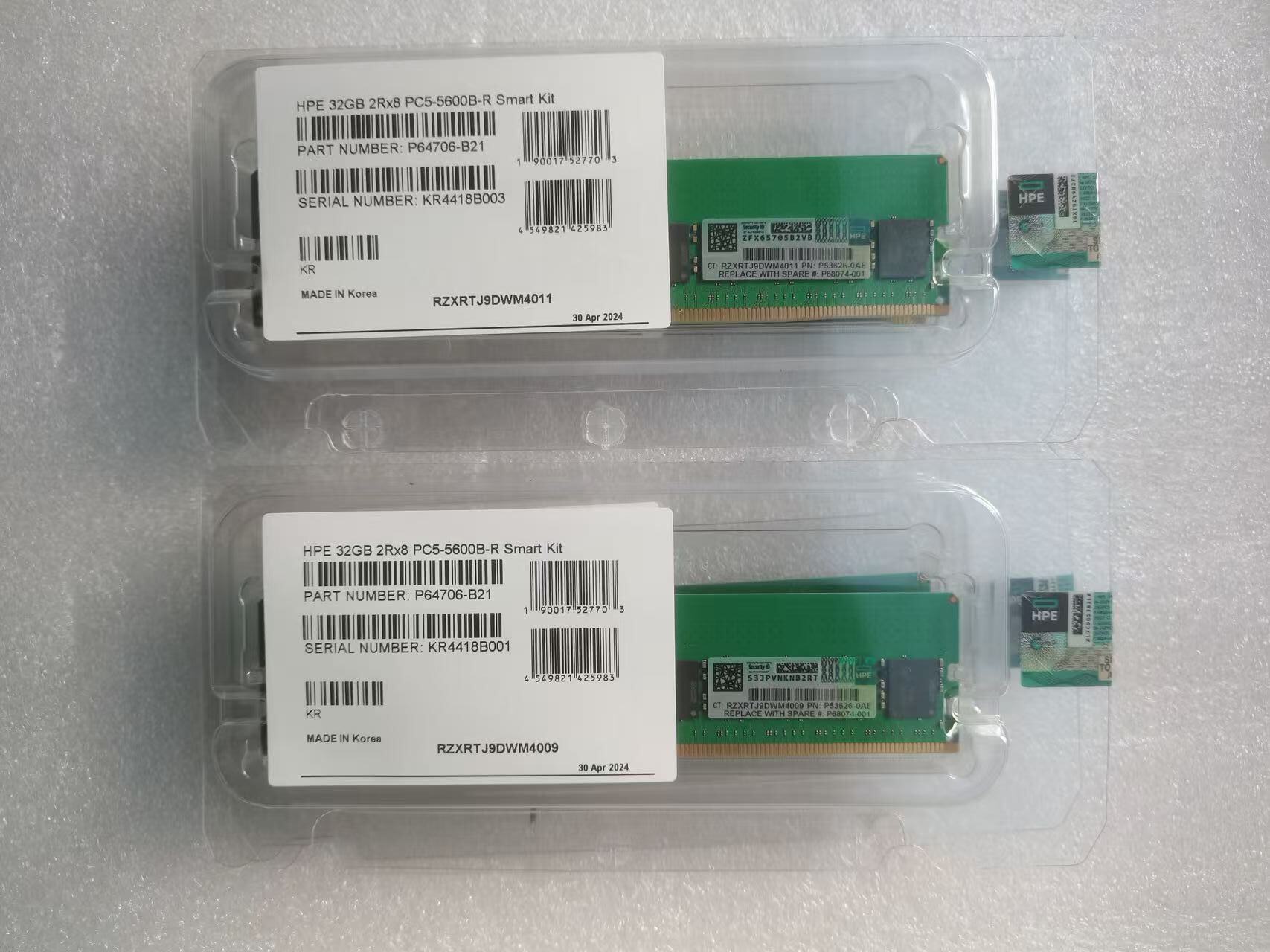 HPE 32GB (1x32GB) Kaksrangi x8 DDR5-5600 CAS-46-45-45 EC8 Registreeritud Smart Mälu Pakk