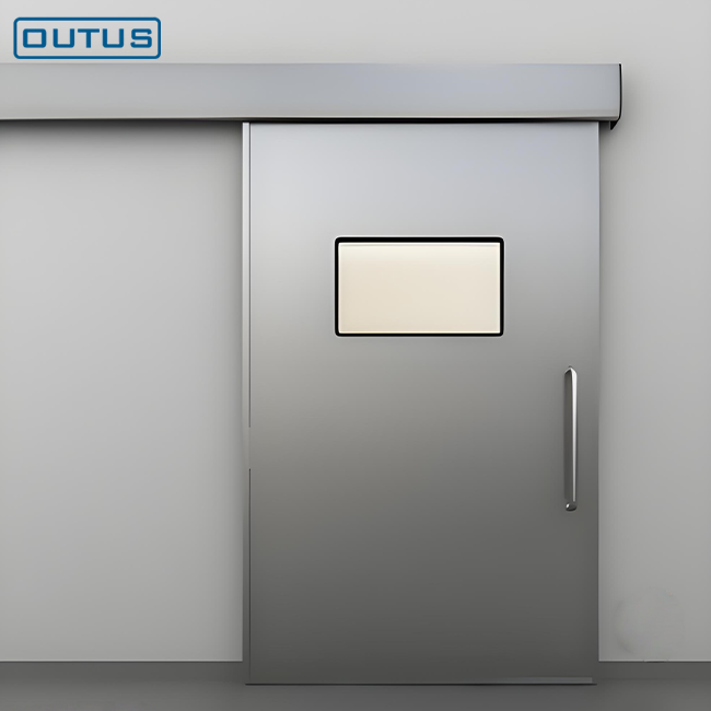OUTUS Hastane Hermetik Kayar Kapı | Antimikrobiyal Çelik, Ameliyathane ve Hasta Koğuşları İçin CE Sertifikalı