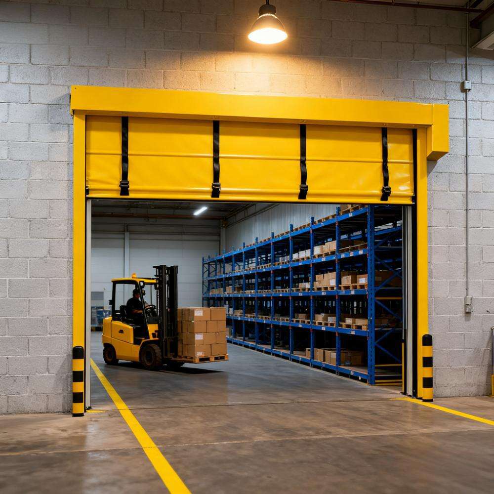 OUTUS Yüksek Hızlı Makaslı Kapı | 1,2 m/s PVC Kumaş, Depo Yük Rıhtımı İçin