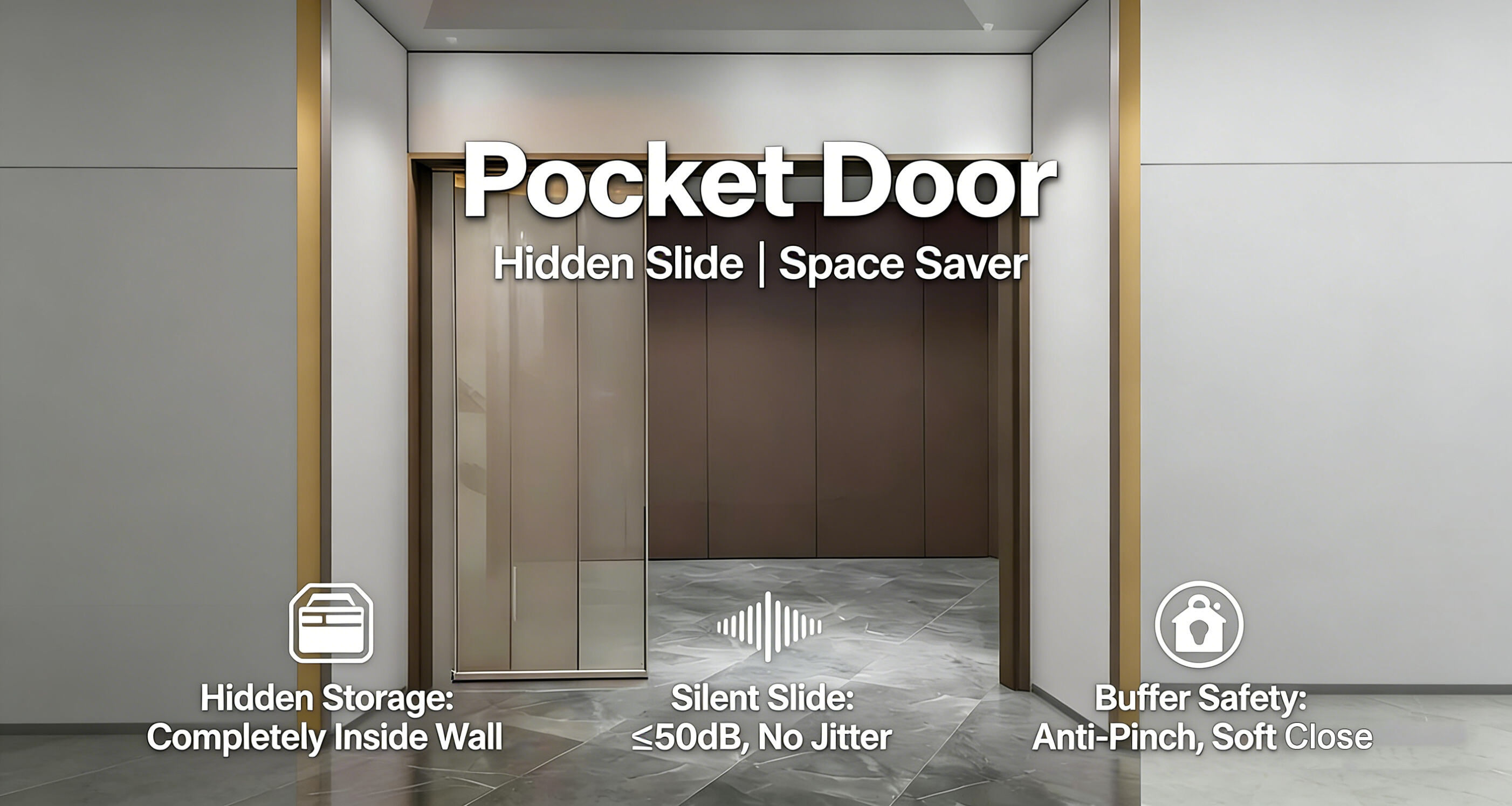 Pocket Door Real Shot - Hidden Storage, Silent & Space-Saving!