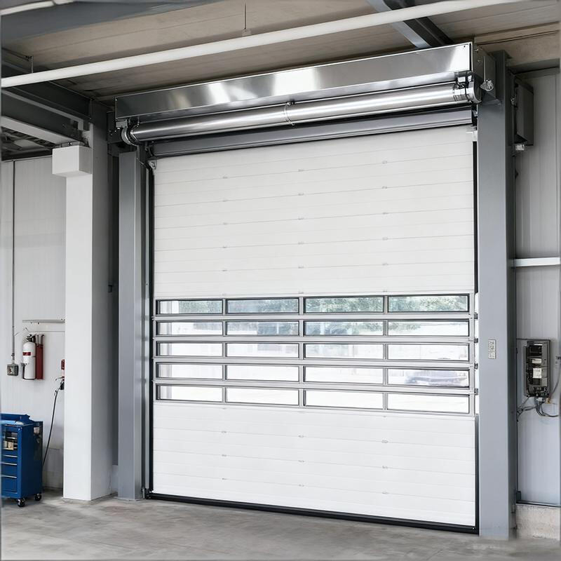 Puerta apilable de alta velocidad de PVC – Puerta industrial accionada por correa para logística y almacenes