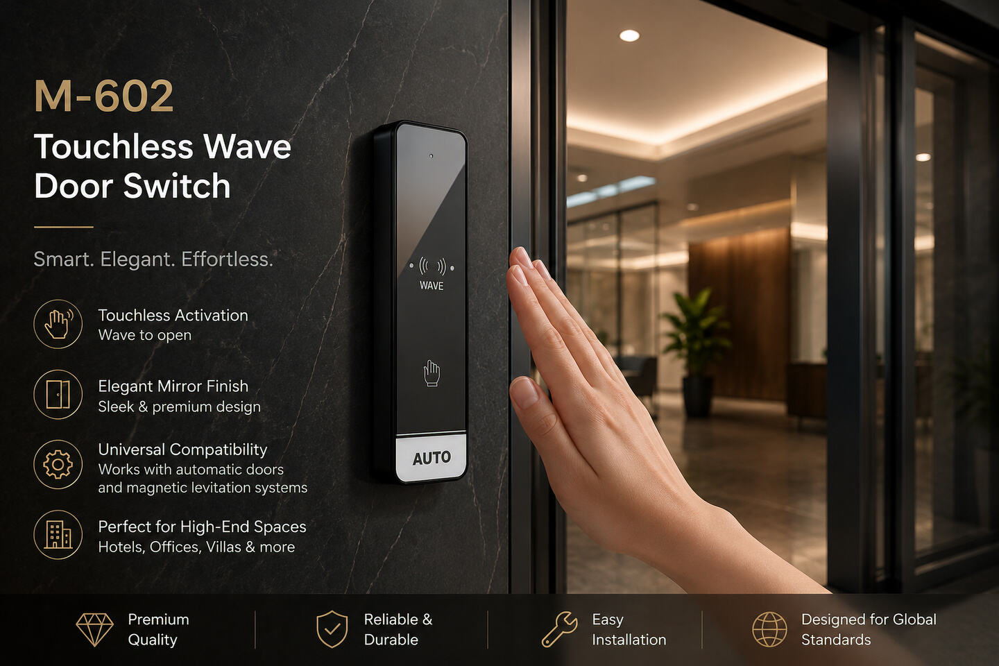 Wireless Touch Switch for Sliding Doors 12v Smart Home Automatic Door Switch Modern Glossy Black Design Hotel.jpg