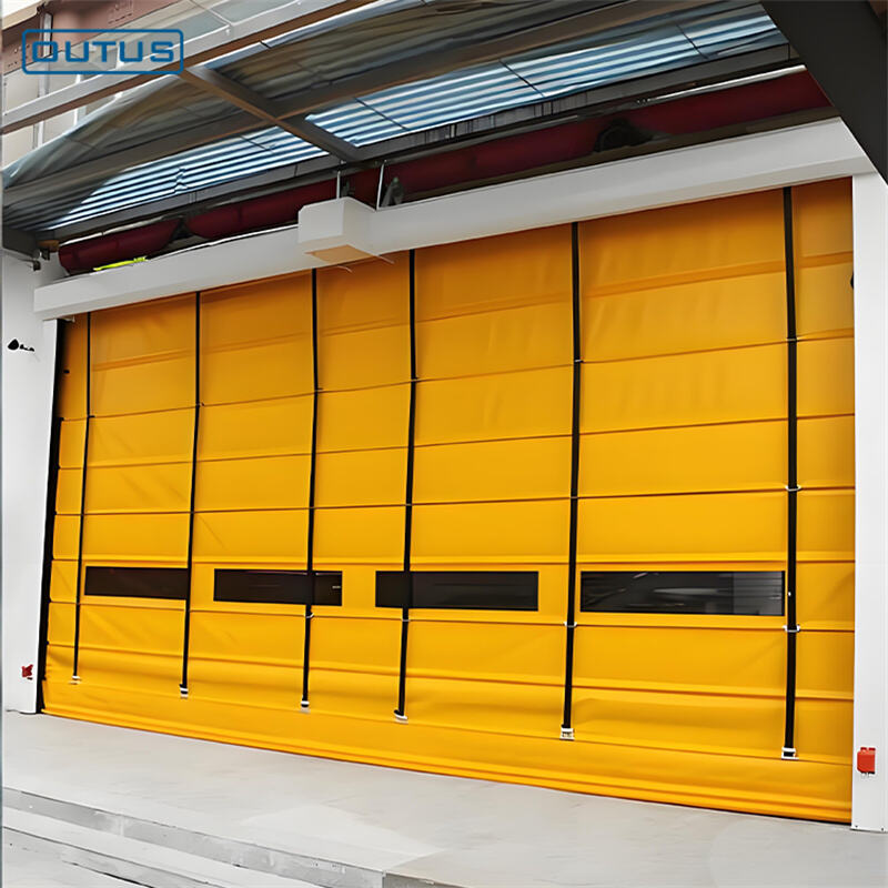 Puerta apilable de alta velocidad de PVC – Puerta industrial accionada por correa para logística y almacenes