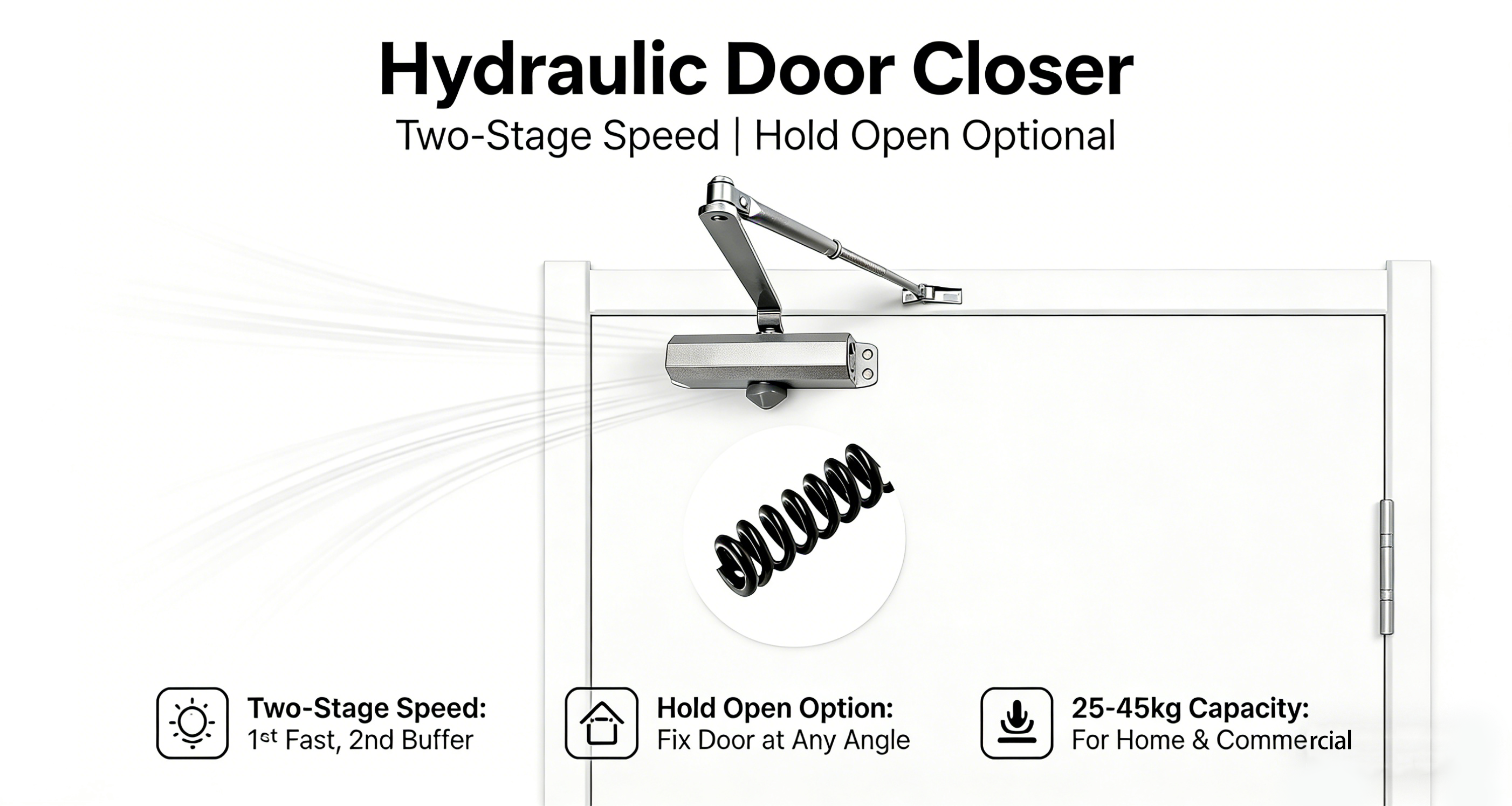 Standard Door Closer Demo - Optional Hold Open, Auto Closing for Safety