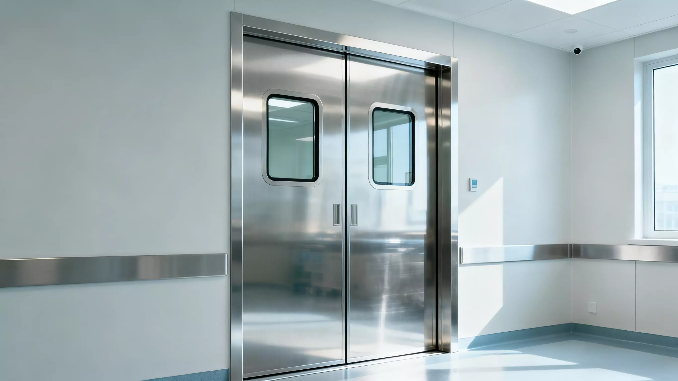 Stainless steel manufacturing for hospital doors.webp