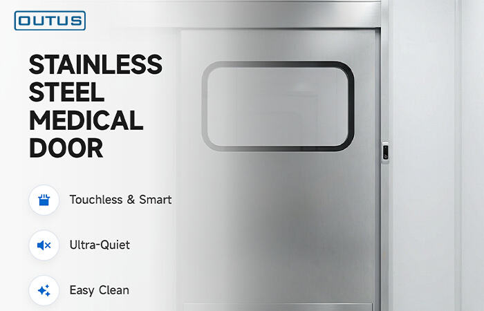 OUTUS 304 Stainless Steel Medical Door - Smooth Right Sliding Opening Demo (Touchless & Quiet)