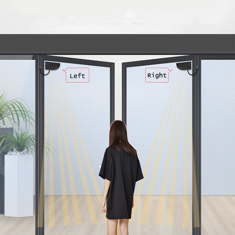 جهاز فتح باب تأرجحي أوتوماتيكي مزوّد باستشعار أمان كهربائي، متاح بالتركيب على الجهة اليسرى أو اليمنى، مخصص لمراكز التسوق