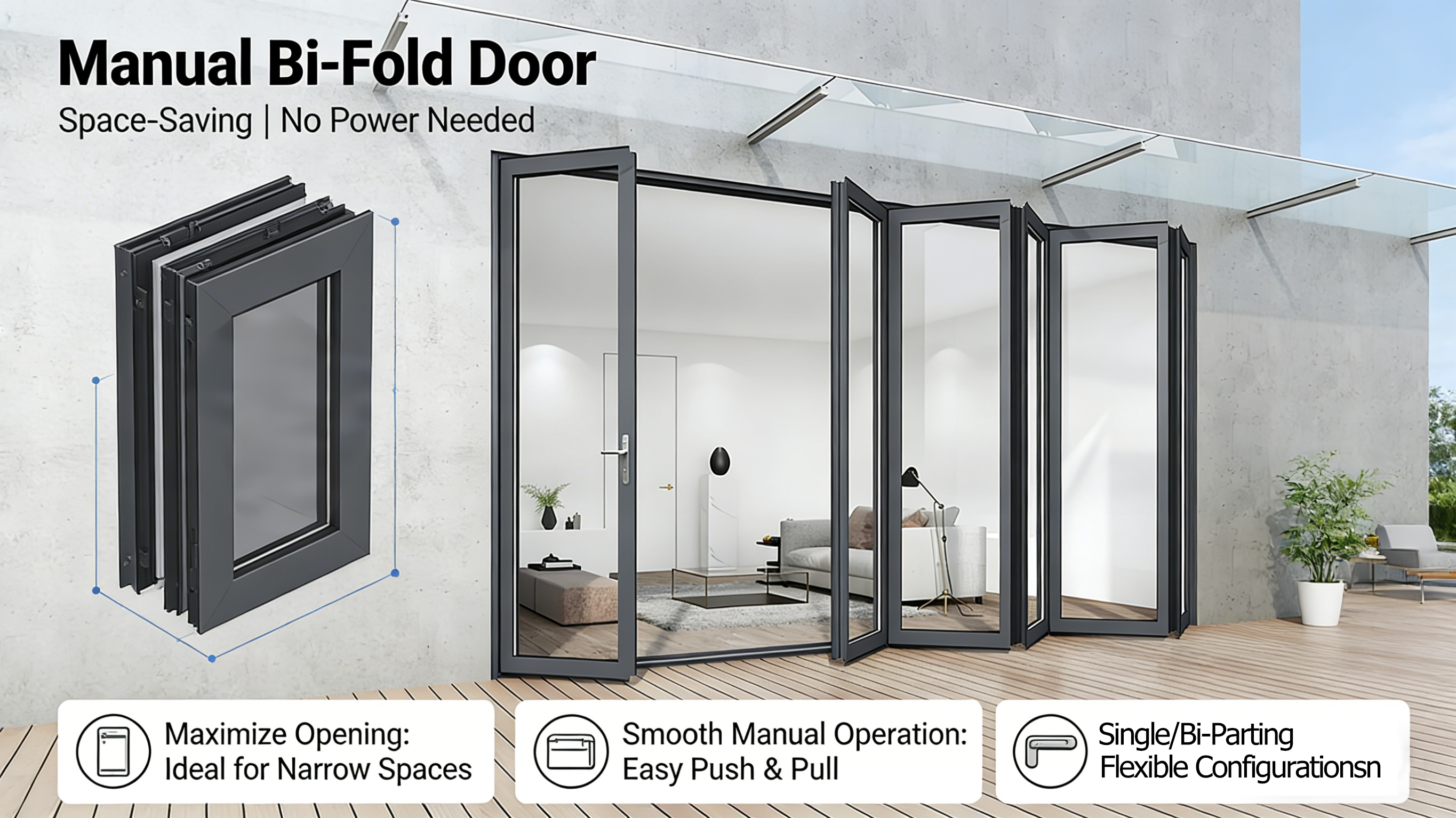 Manual Bi-Fold Door Operation Demo | Smooth Push & Pull Test
