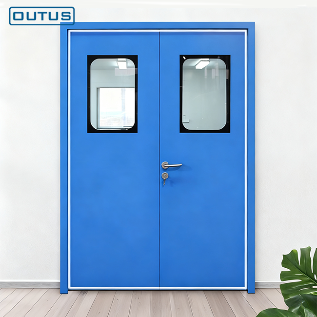 OUTUS Hava Geçirmeyen Temiz Oda Kapı Sistemi | Paslanmaz Çelik Çift Kapı, Kritik Alanlar için GMP Sertifikalı