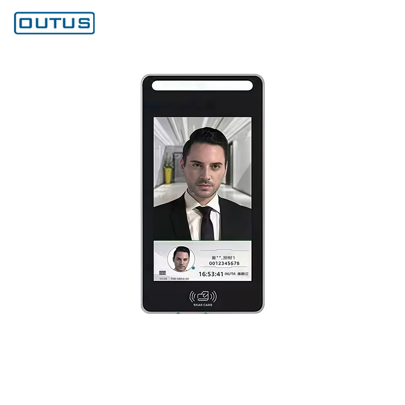 نظام تحكم آلي في الدخول عبر الباب المنزلق الآلي باستخدام التعرف على الوجه الحيوي، مع إمكانية استخدام البطاقة أيضًا