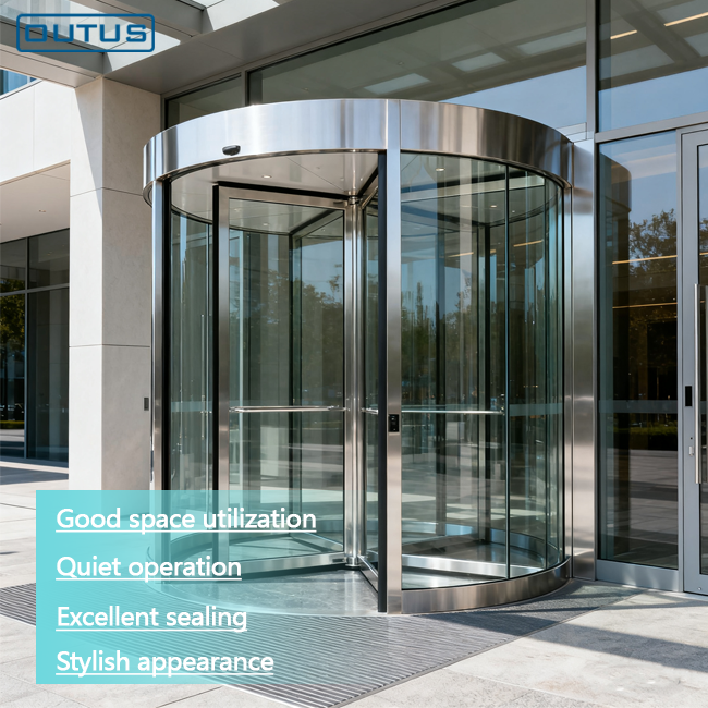 OUTUS Porte tournante automatique en alliage d'aluminium et verre