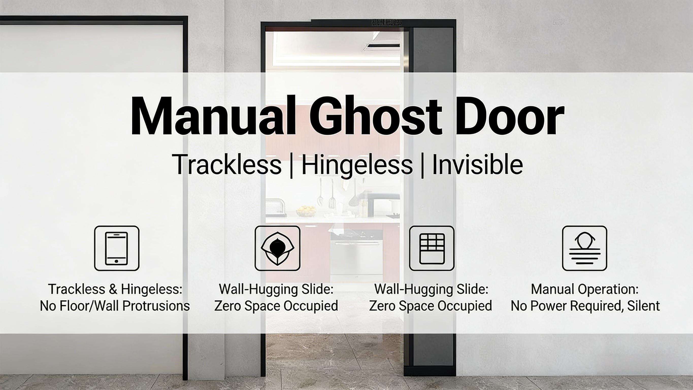 Manual Ghost Door Real Shot - Closing Demo, Trackless Smooth, Wall-hugging Invisible!