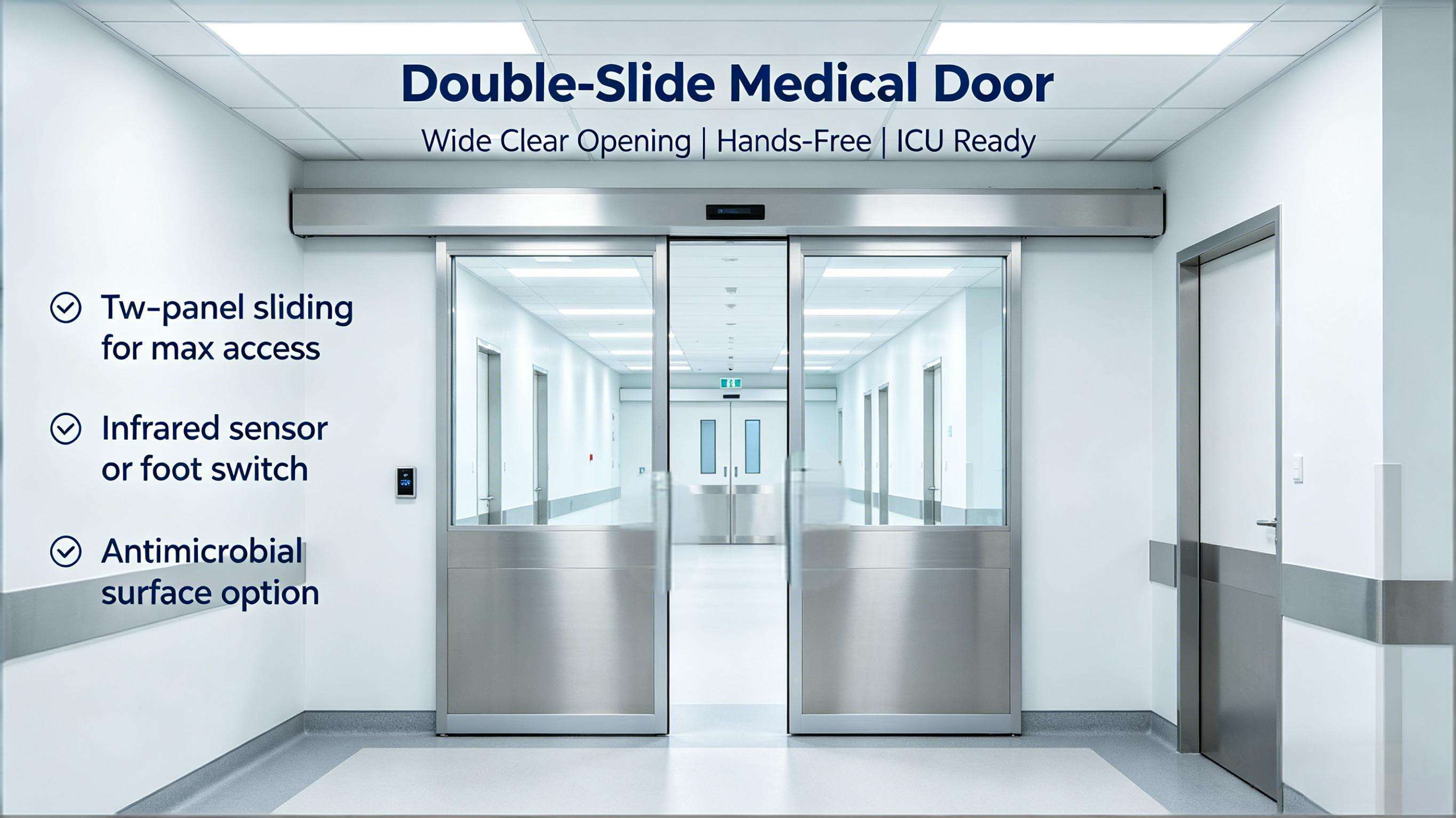 Double Sliding Medical Door Opening Demo, Silent Smooth For Hospital