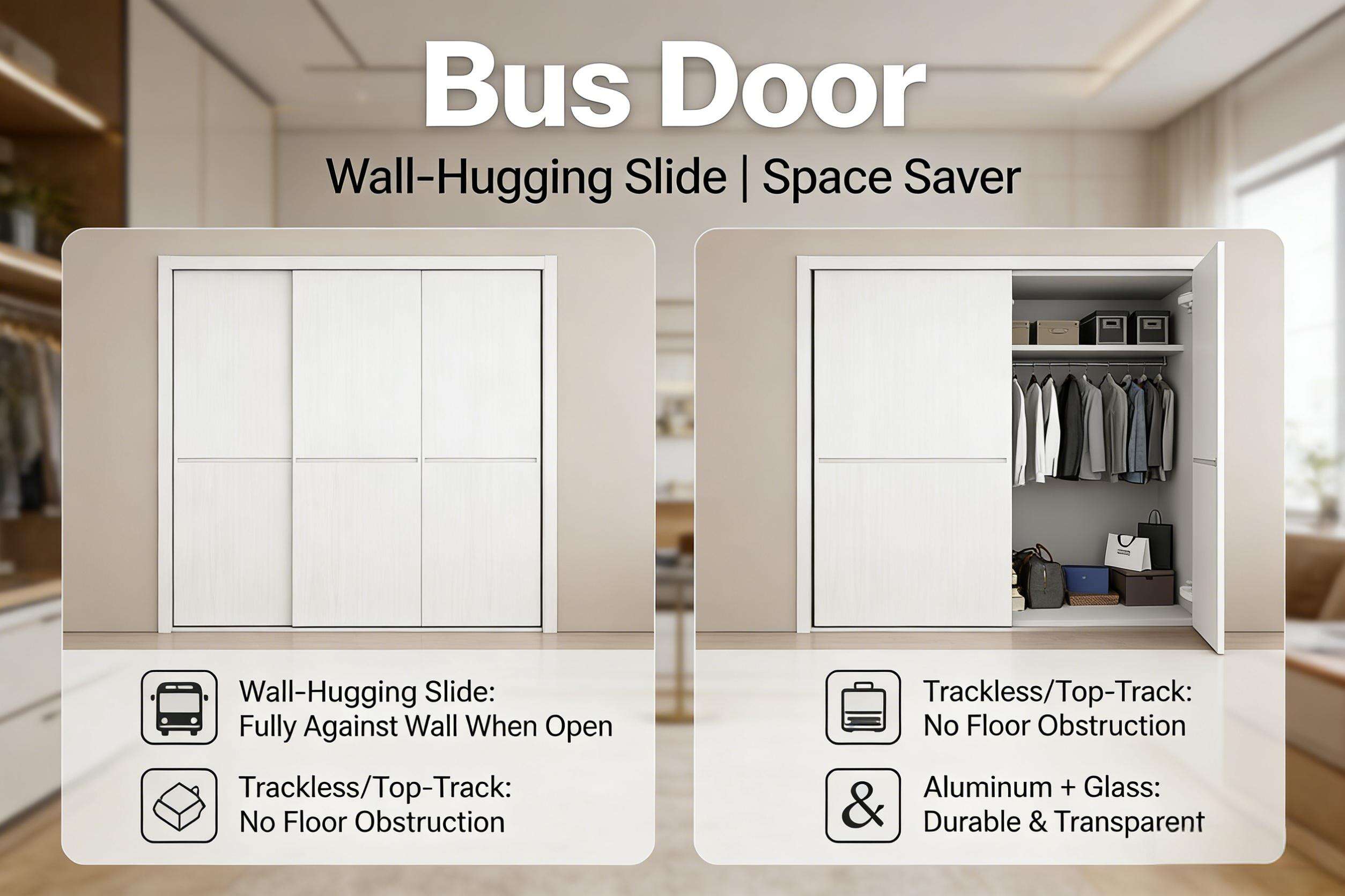 Bus Door Real Shot - Smooth Operation Sliding, Wall-hugging Space Saving!