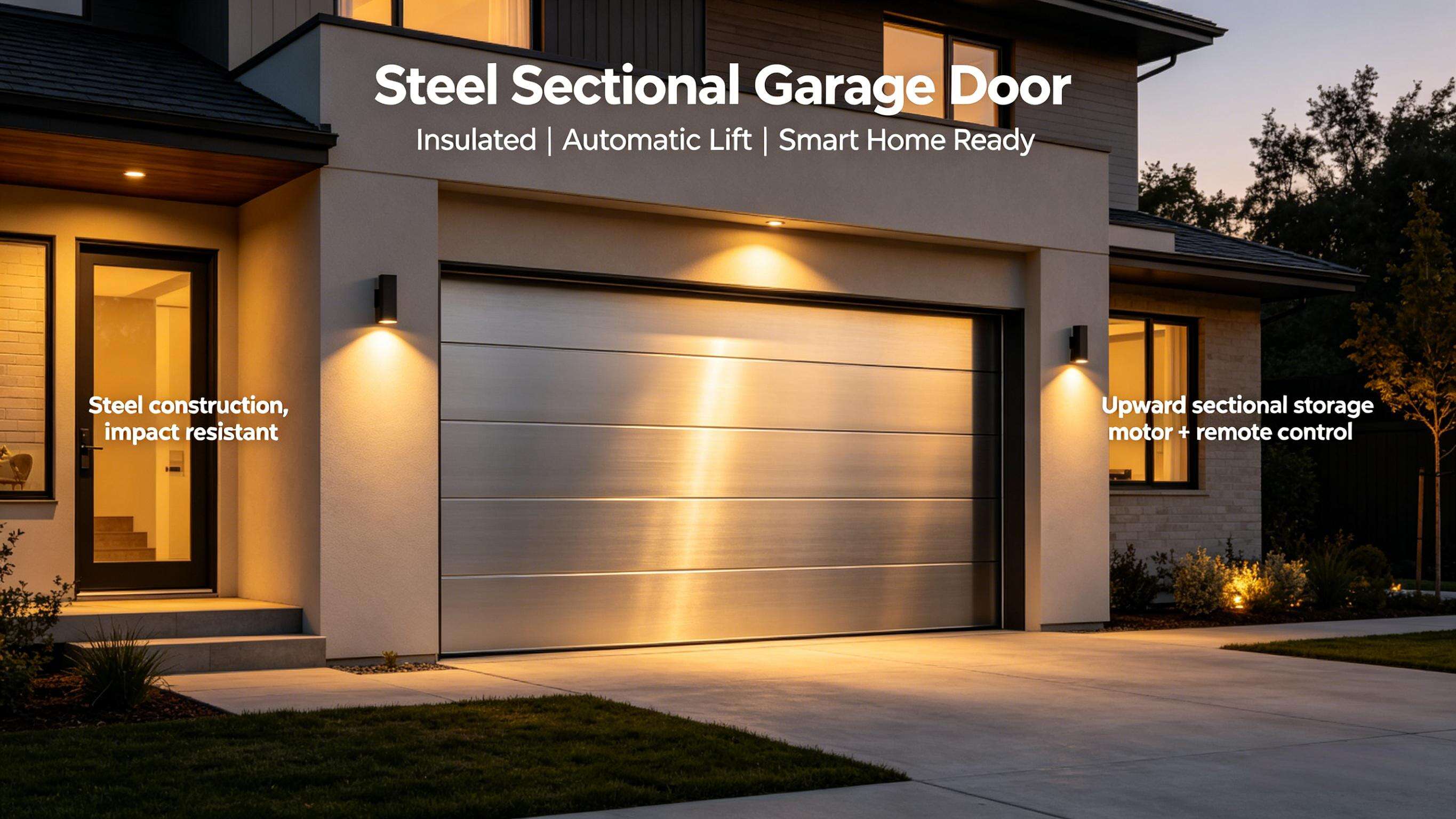 Steel Sectional Garage Door Opening Demo, Silent Smooth Overhead Lift