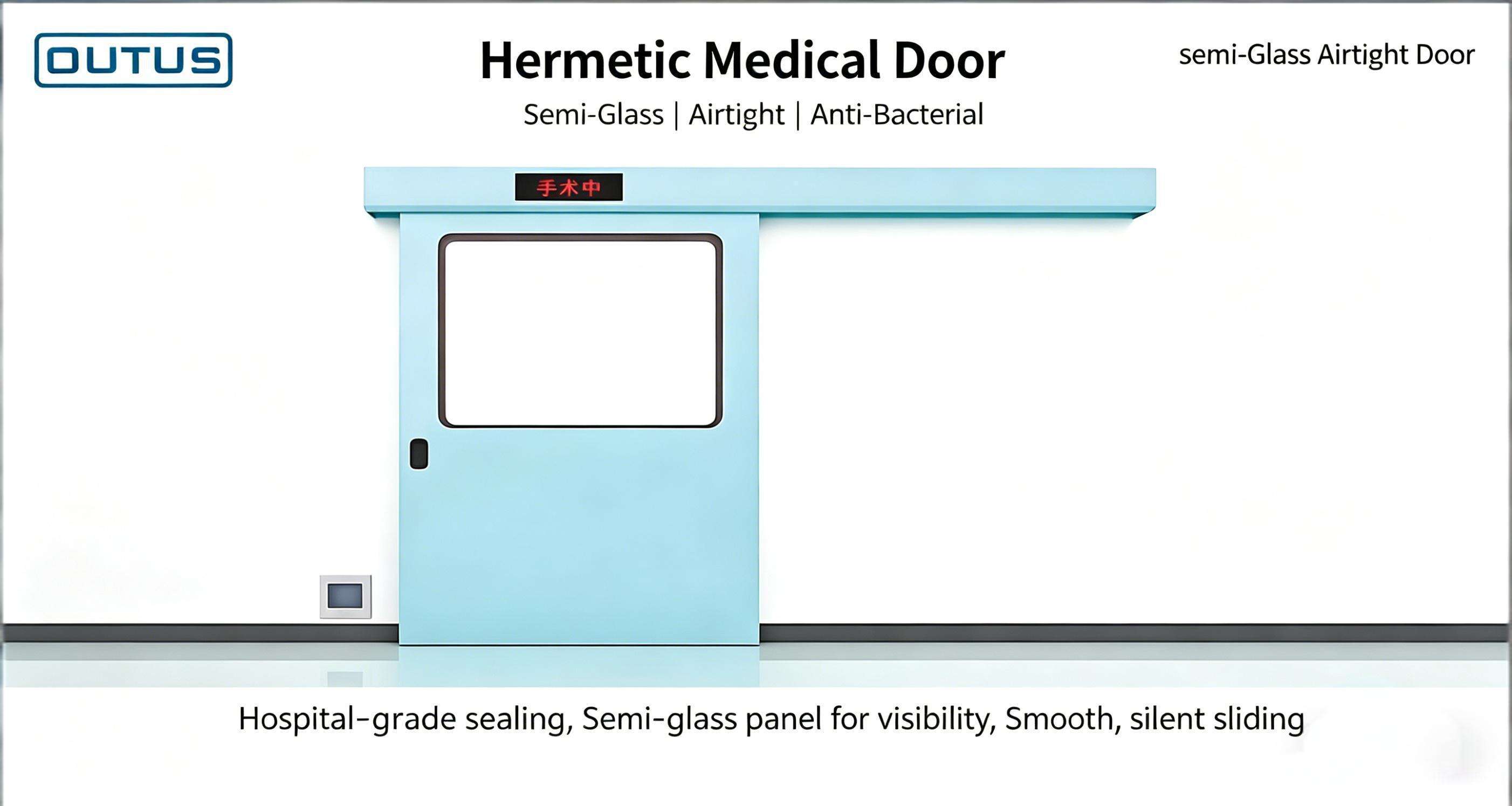 Semi-Glass Airtight Medical Door Opening Demo, Clean & Hermetic For OR