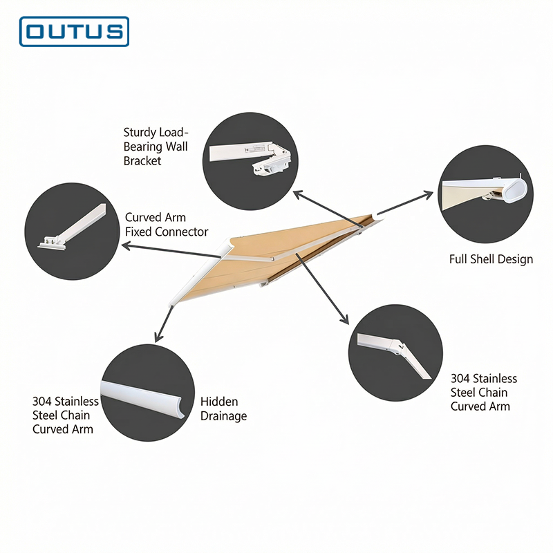 B04 All-Weather Full Cassette Awning - Rust-Proof, Wind-Resistant & Aesthetic Design