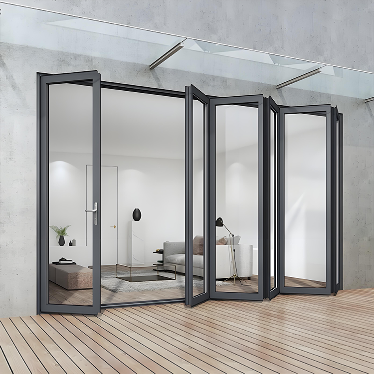 Sistema manual de puerta plegable de fácil operación para entradas que optimizan el espacio