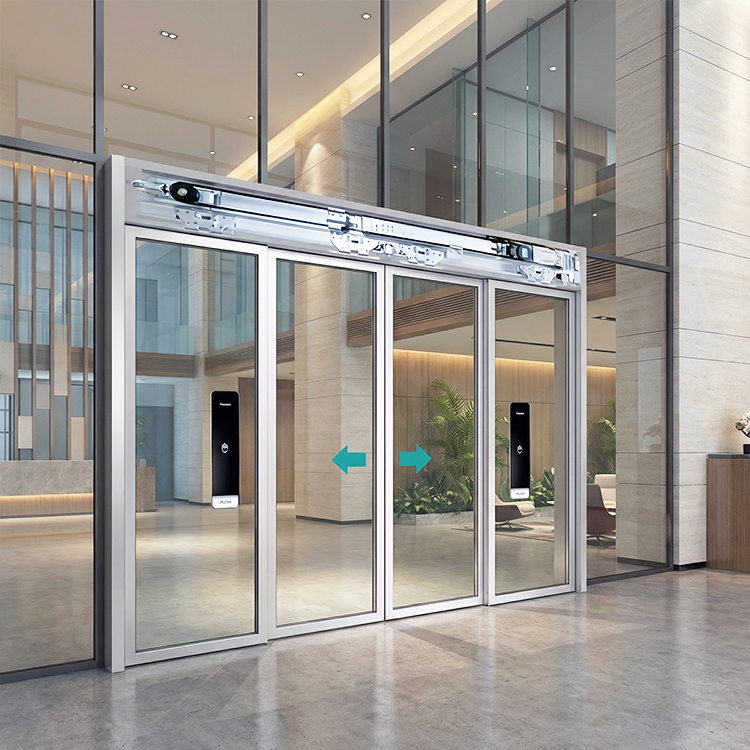 مفتاح لاسلكي لتشغيل الأبواب المنزلقة، يعمل عند جهد ١٢ فولت، لمفاتيح الأبواب الآلية الذكية في المنازل الذكية، بتصميم عصري أنيق بلون أسود لامع، مناسب للفنادق