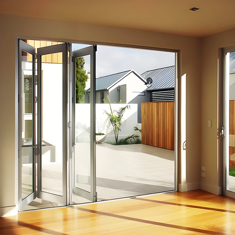 Sistema manual de puerta plegable de fácil operación para entradas que optimizan el espacio