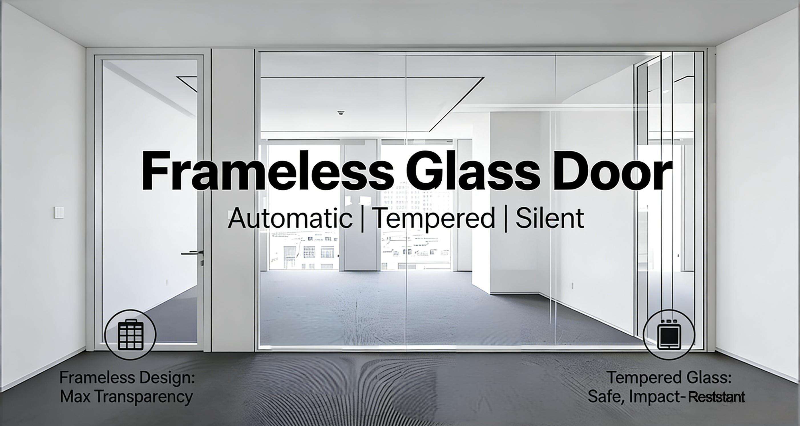 Automatic Frameless Glass Door Real Shot - Sensor Activated, Smooth & Silent!