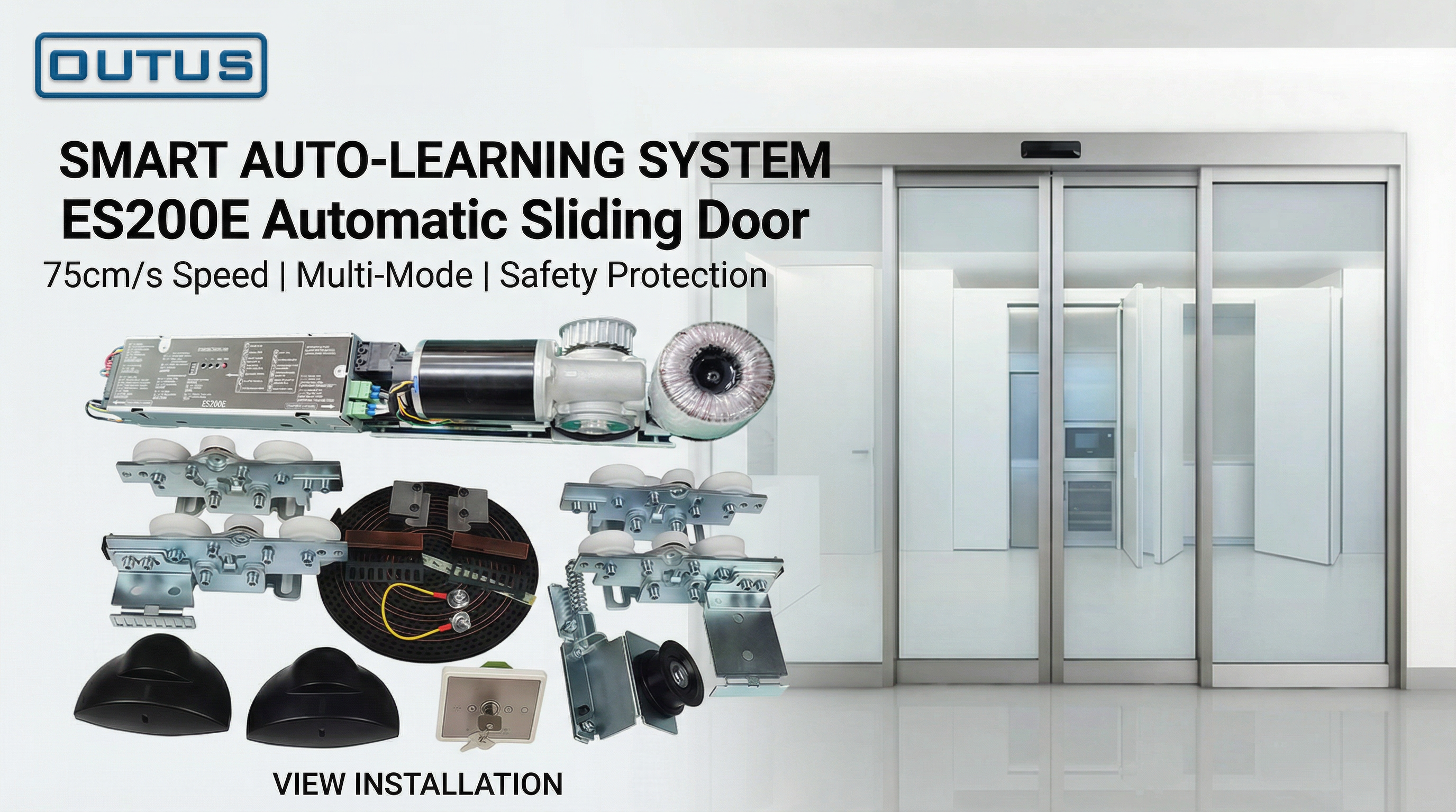 ES200E Sliding Door Drive System | Auto Open & Close Live Shot, Smooth Operation for Office/Commercial Doors