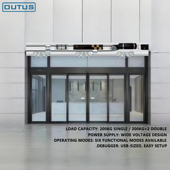 Outus Operador de Puerta Corrediza Automática de Vidrio Comercial Motor de Corriente Continua 24v con Sensor